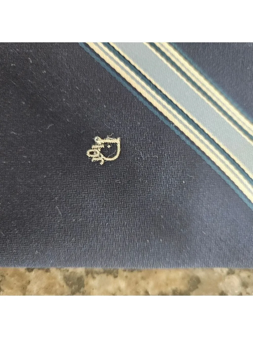 Christian Dior Cravates Men’s  Tie Navy Blue Diagonal Stripe Classic Luxury